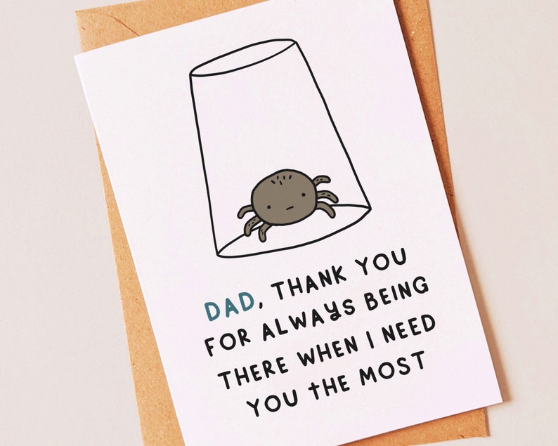 Funny spider birthday or fathers day card for dad from son or daughter image 1