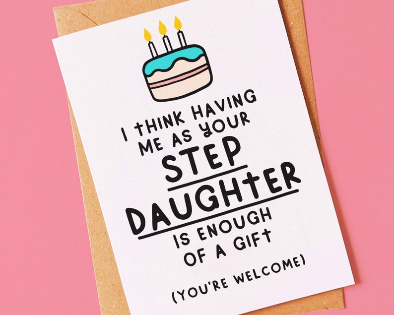 Enough of a gift Funny birthday card for your step mum, mom or step dad image 1