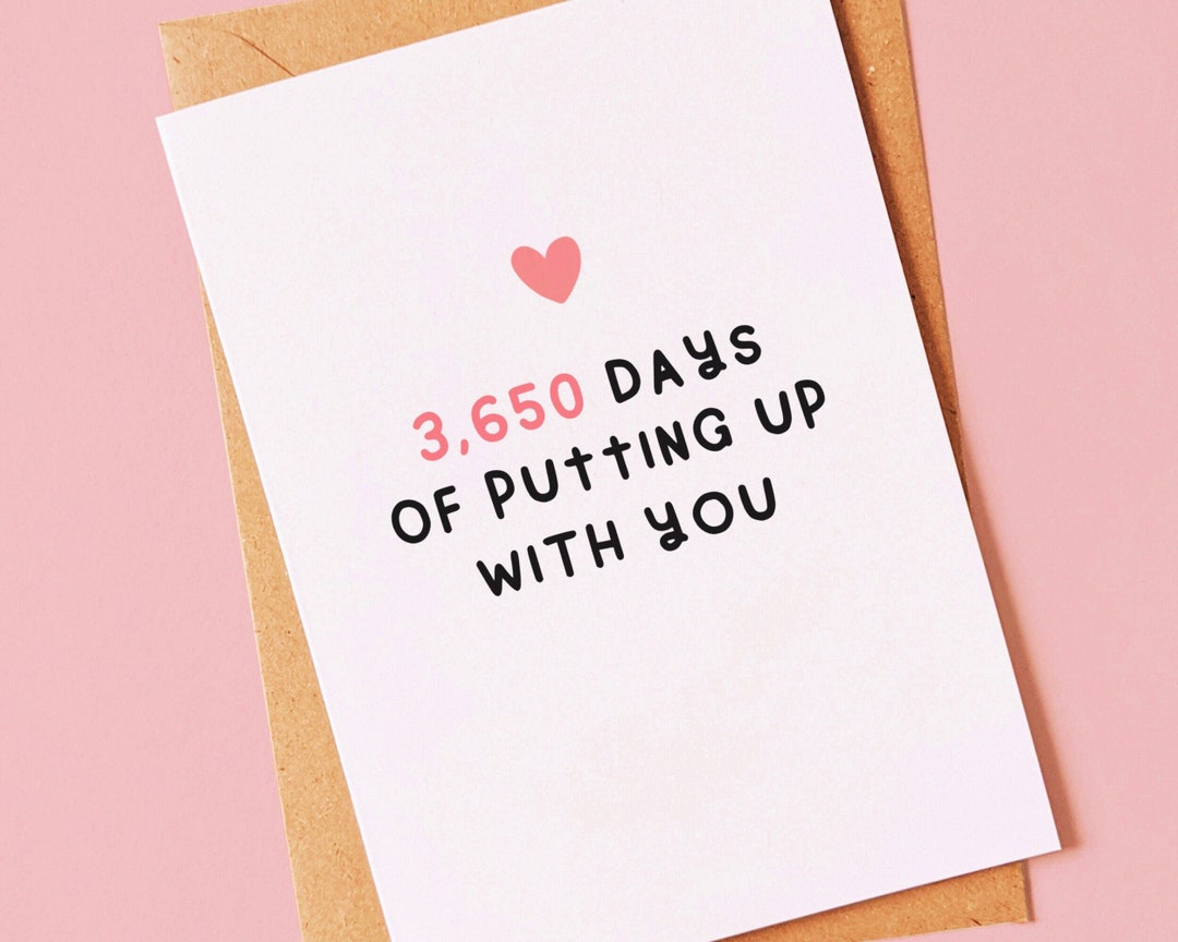 Funny 10 Year Anniversary Card for Him or Her, Boyfriend, Girlfriend