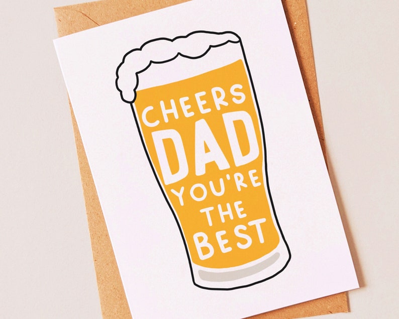 Pint Funny fathers day or birthday card for him, your dad on father's day or his bday image 1