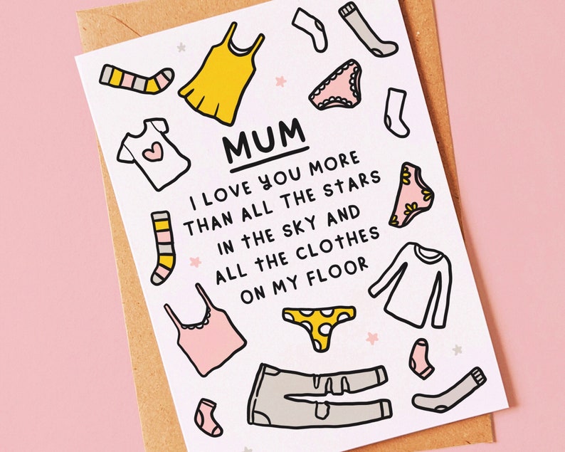 Funny birthday or mothers day card for mum from teen son or daughter image 1