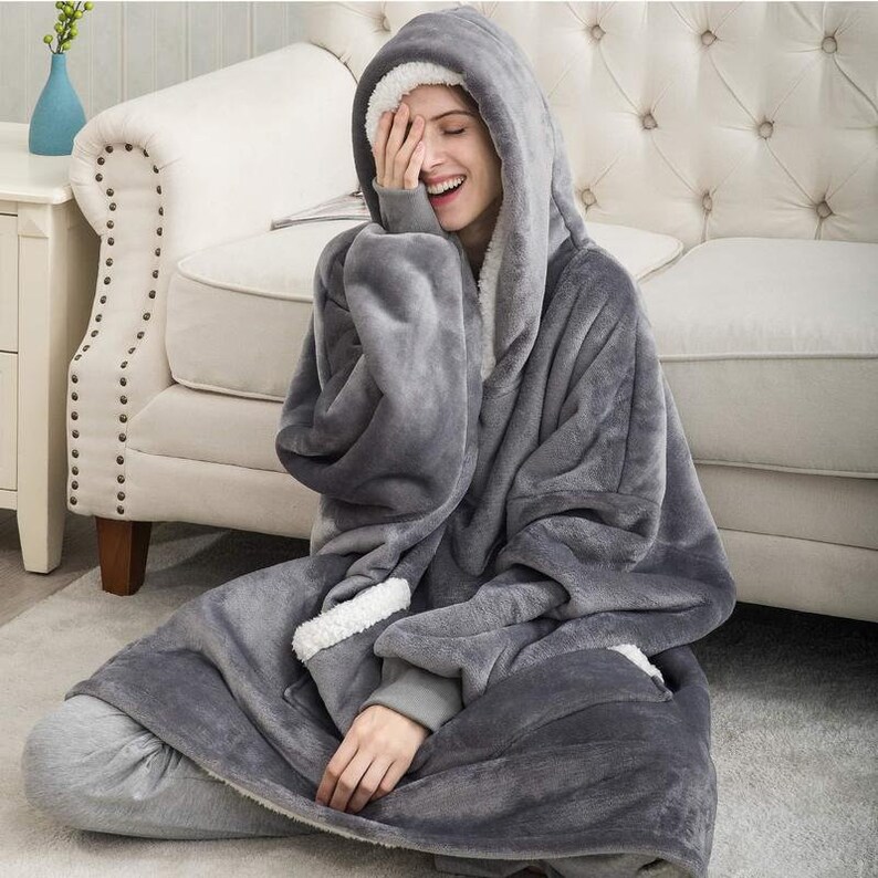 Zipper Hoodie the Cosiest Oversized Hooded Blanket Reverse | Etsy