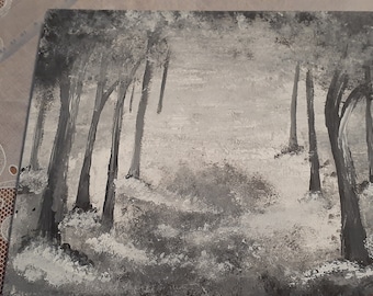 Winter forest painting