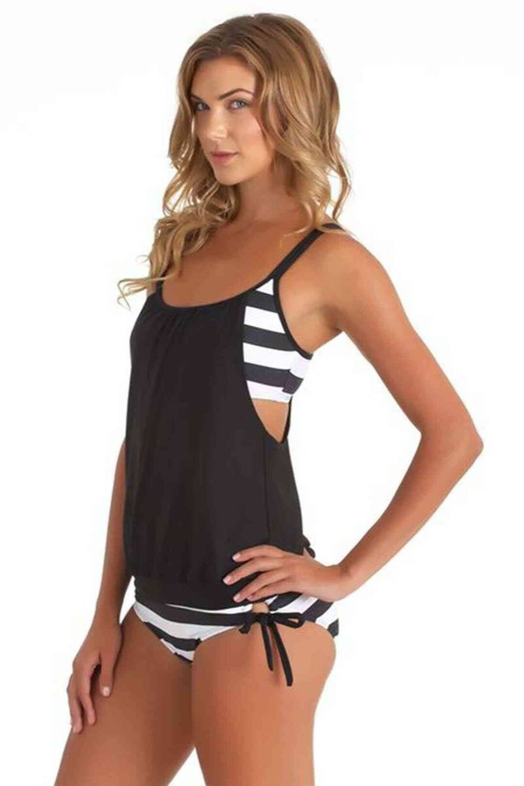 Angelsin Black and White Thick Striped Tankini Bikini Set - Etsy Australia