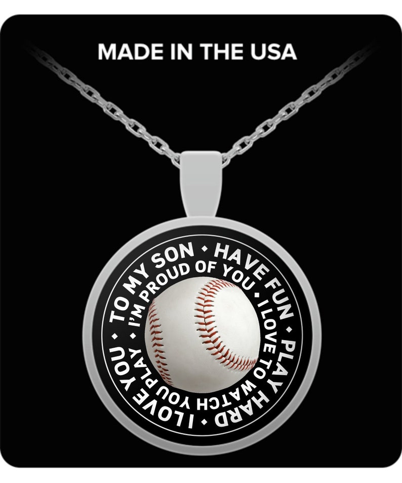 To my son baseball pendant necklace