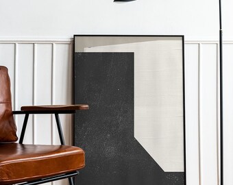 Minimalist Abstract Art Prints - Black and Beige Modern Wall Art - Geometric Wall Decor - Scandinavian Home Decor - Printable Wall Art
