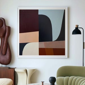 Abstraktes geometrisches Art Print | Mid Century Modern Home Decor | Druckbare Wandkunst | Quadratischer Kunstdruck | Erdton Wohnkultur - 128