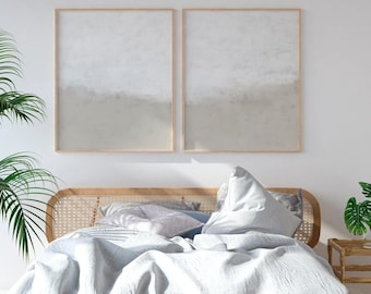Arte de pared abstracto moderno imprimible - Juego de 2 láminas beige neutro - Decoración escandinava