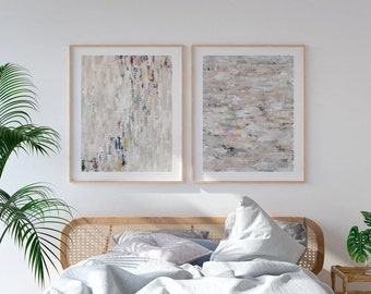 Neutral Abstract Set of 2 Prints - Modern Minimalist Beige Wall Art - Scandinavian Printable Wall Art