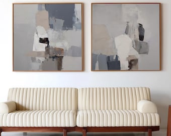 Neutral Gray Abstract Printable Wall Art - Modern Minimalist Set of 2 Prints - Scandinavian Home Decor - 212