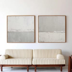 Conjunto de 2 impresiones abstractas modernas - Arte mural neutro - Pintura minimalista beige - Arte mural imprimible - 140