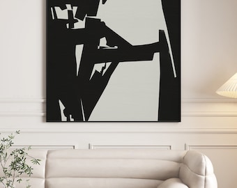 Black and Beige Minimalist Abstract Art Print - Modern Neutral Home Decor - Scandinavian Printable Wall Art