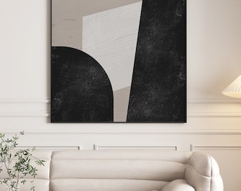 Modern Abstract Printable Wall Art - Black and Beige Minimalist Art Print - Scandinavian Home Decor