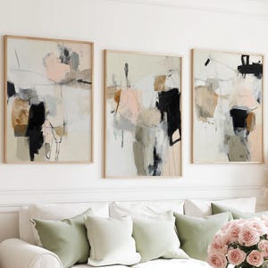 Set of 3 Prints - Beige Abstract Wall Art - Neutral Art Prints -  Large Wall Art - Modern Minimalist Art Prints - Printable Wall Art, 060
