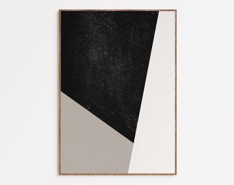 Black and Beige Neutral Printable Wall Art - Modern Abstract Art Print - Scandinavian Home Decor