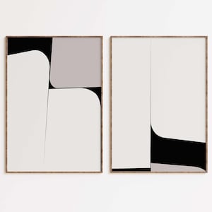 Neutral Art Print Set of 2 - Abstract Art Print - Neutral Wall Art - Black and Beige - Modern Art - Minimalist Wall Art - Printable Wall Art