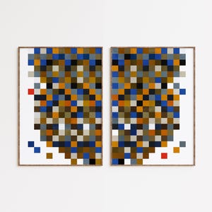 Set of 2 Art Prints, Colorful Wall Art Set, Abstract Art Print, Modern Geometric Wall Art,  Minimalist Home Decor, Printable Wall Art