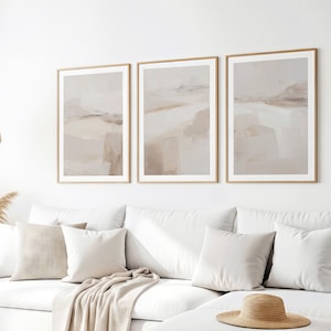 Beige Modern Abstrakt Utskrivbar Väggkonst - Minimalistisk Neutral Set med 3 Tryck - Skandinavisk Heminredning - 188