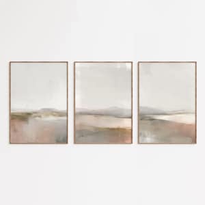 Neutralny beżowy abstrakcyjny obraz ścienny – nowoczesny minimalistyczny zestaw 3 wydruków – obraz pejzażowy – sztuka ścienna do druku 110