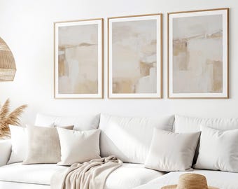Neutral Beige Abstract Printable Wall Art - Modern Minimalist Set of 3 Prints - Scandinavian Home Decor - 191