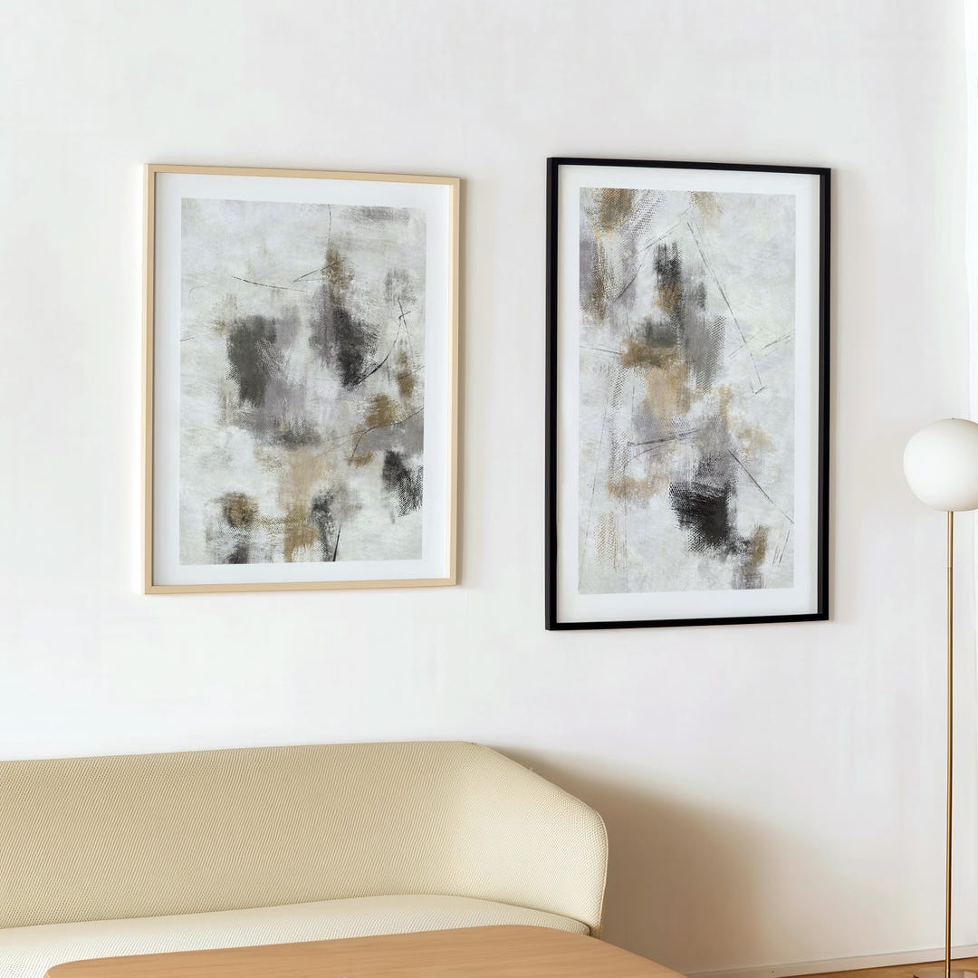 Neutral Beige Set of 2 Prints - Modern Abstract Printable Wall Art ...