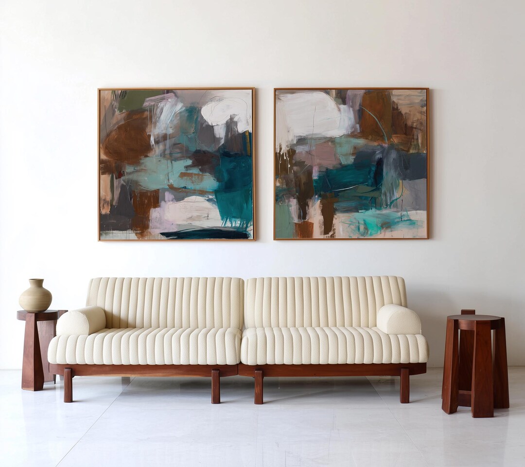 Modern Abstract Earth Tones Wall Art - Set of 2 Square Prints ...