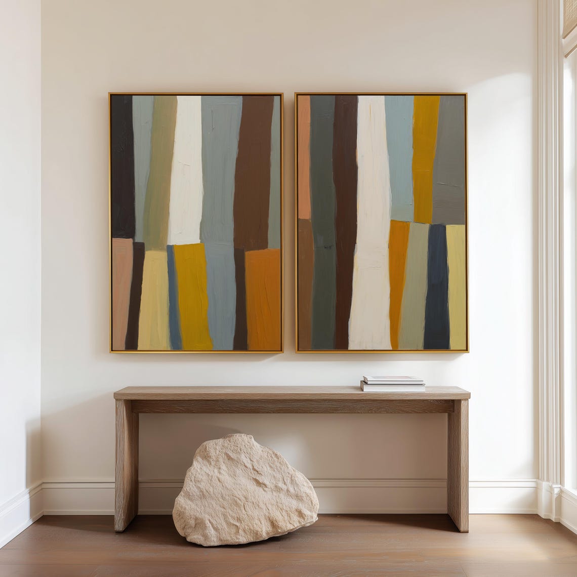 Earth Tones Modern Art Prints - Set of 2 Abstract Wall Art - Minimalist ...