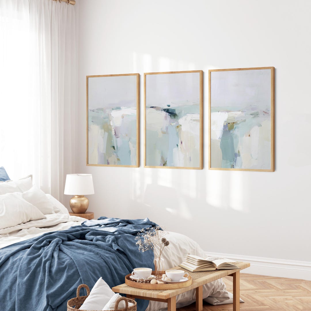 Soft Blue Abstract Printable Wall Art - Modern Neutral Set of 3 Prints ...