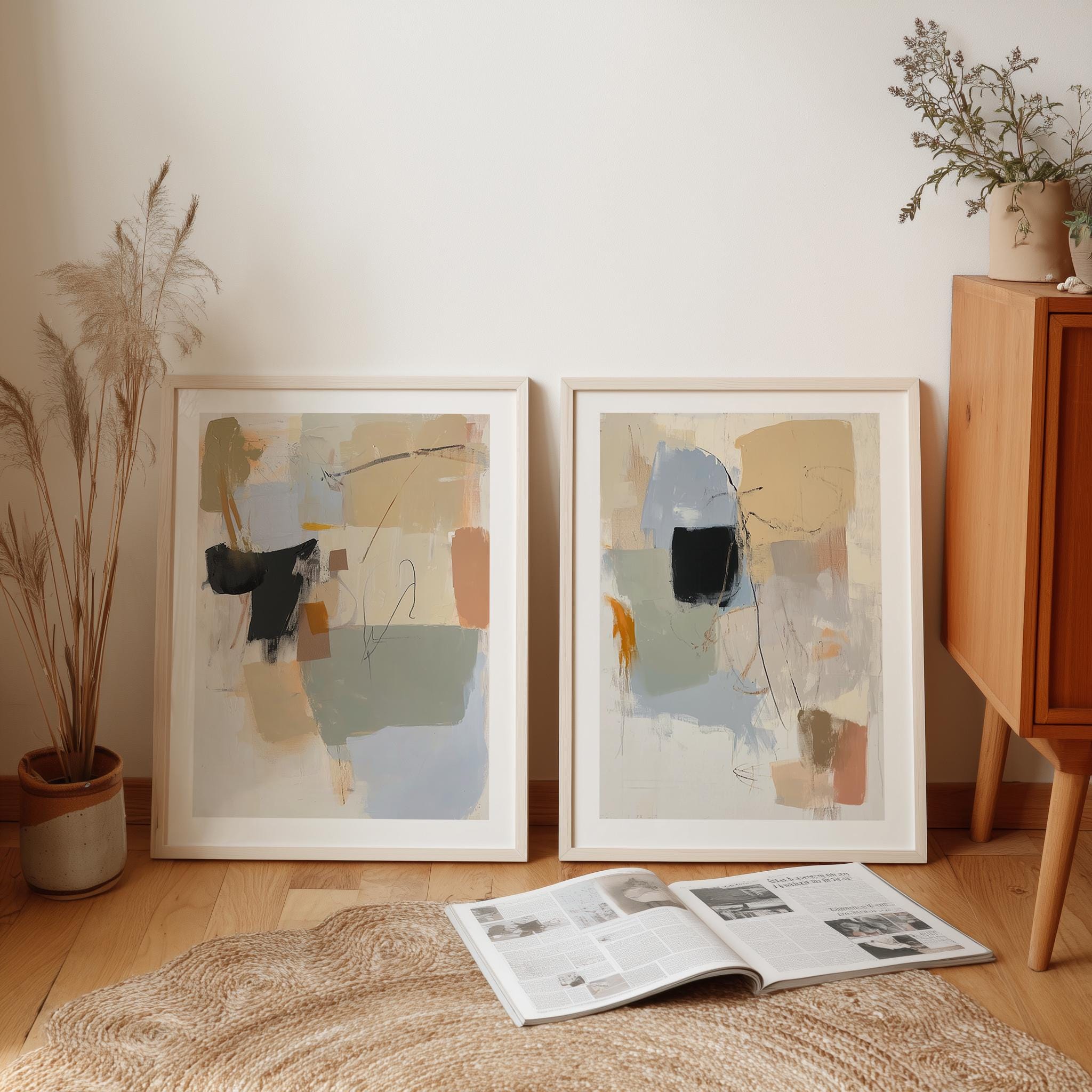 Modern Abstract Printable Wall Art - Neutral Set of 2 Prints ...