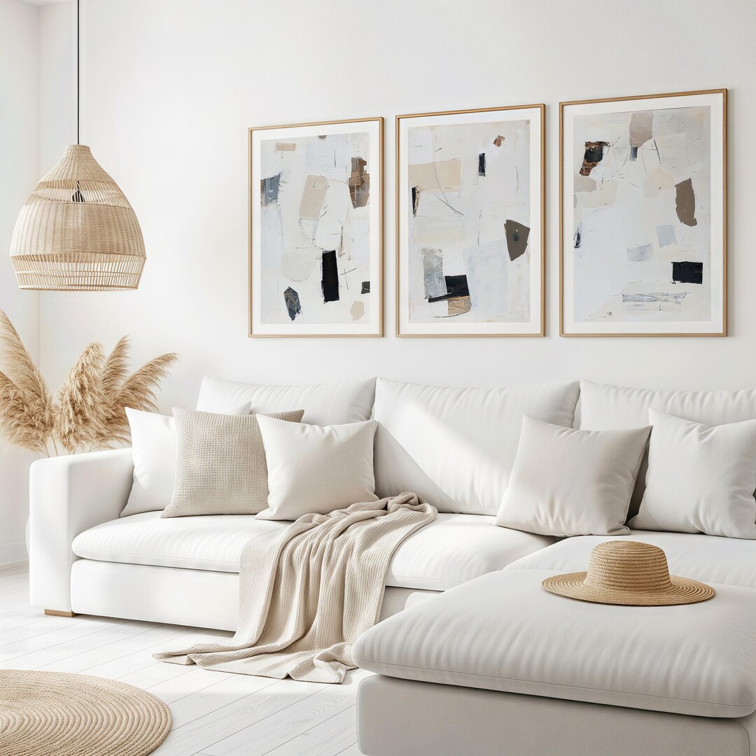 Neutral Beige Abstract Printable Wall Art - Modern Minimalist Set of 3 ...