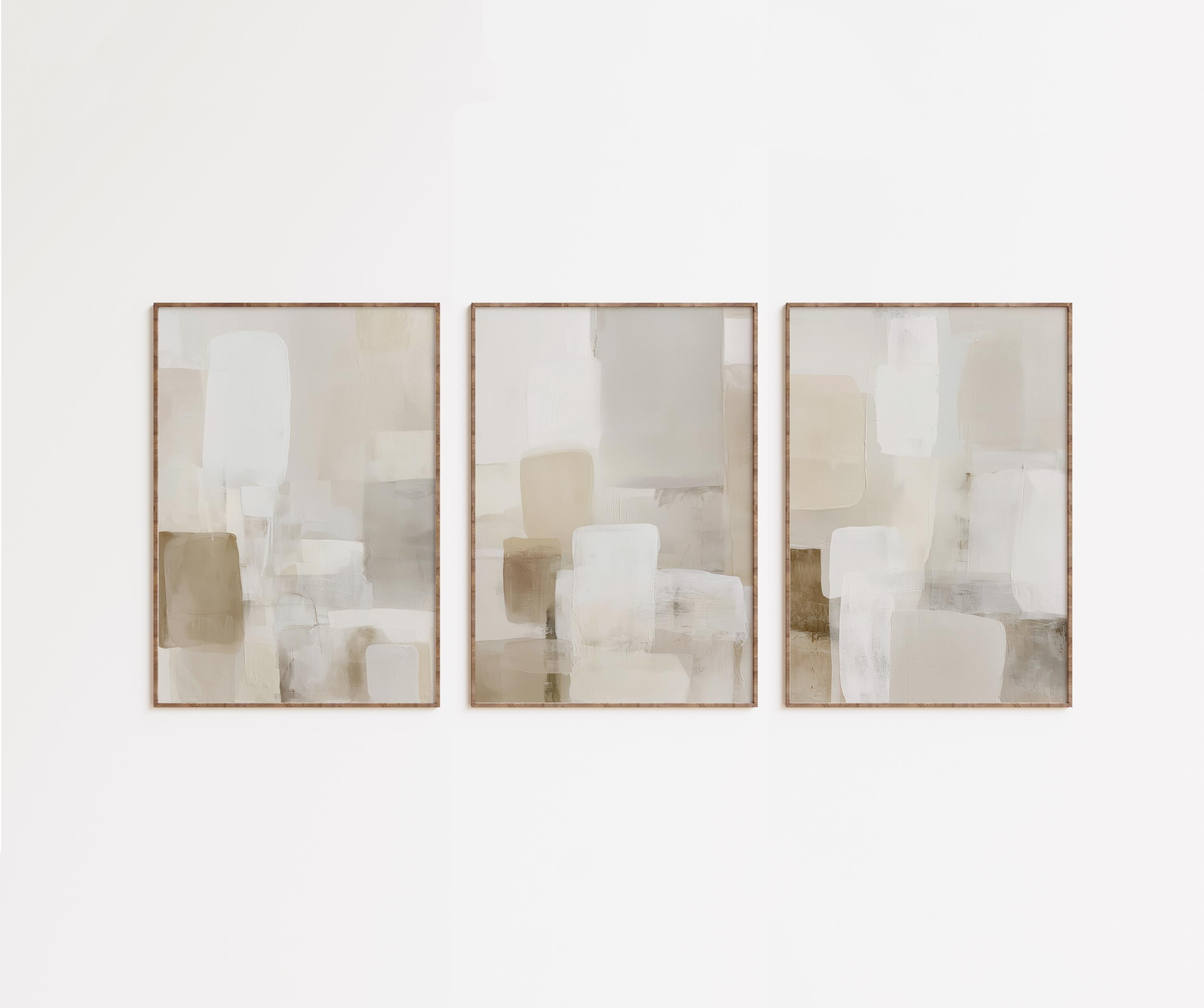 Neutral Abstract Printable Wall Art - Set of 3 Beige Art Prints ...