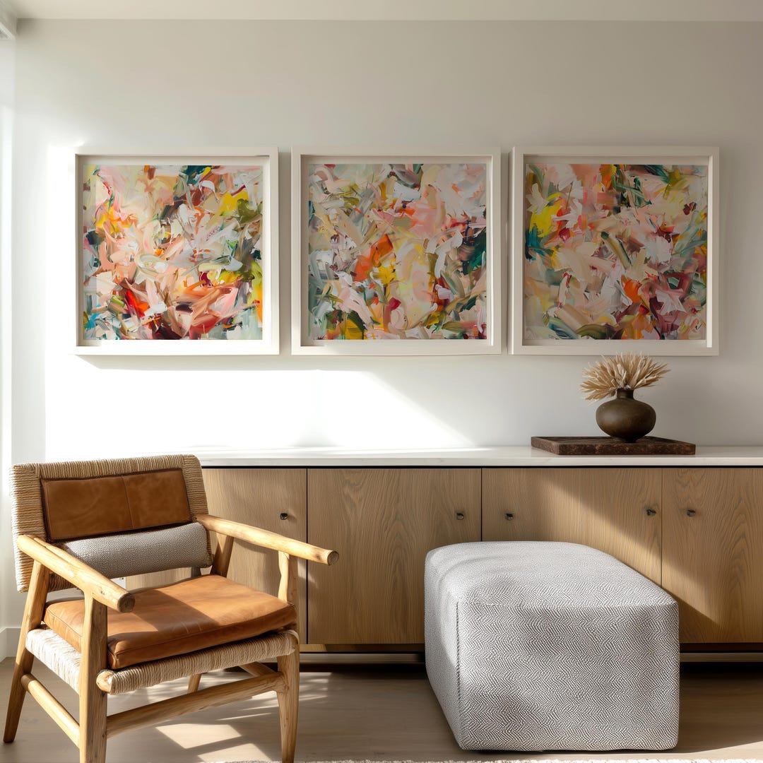 Colorful Abstract Printable Wall Art - Neutral Set of 3 Prints - Modern ...
