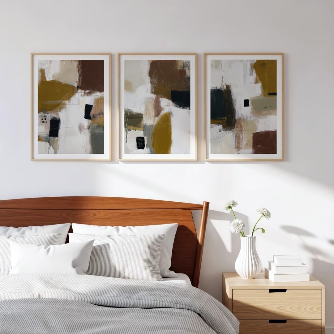 Modern Abstract Neutral Wall Art – Earth Tone Set of 3 Prints ...
