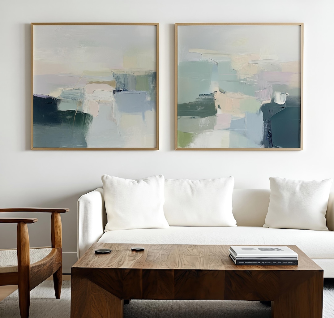 Modern Abstract Printable Wall Art - Neutral Blue Set of 2 Prints ...