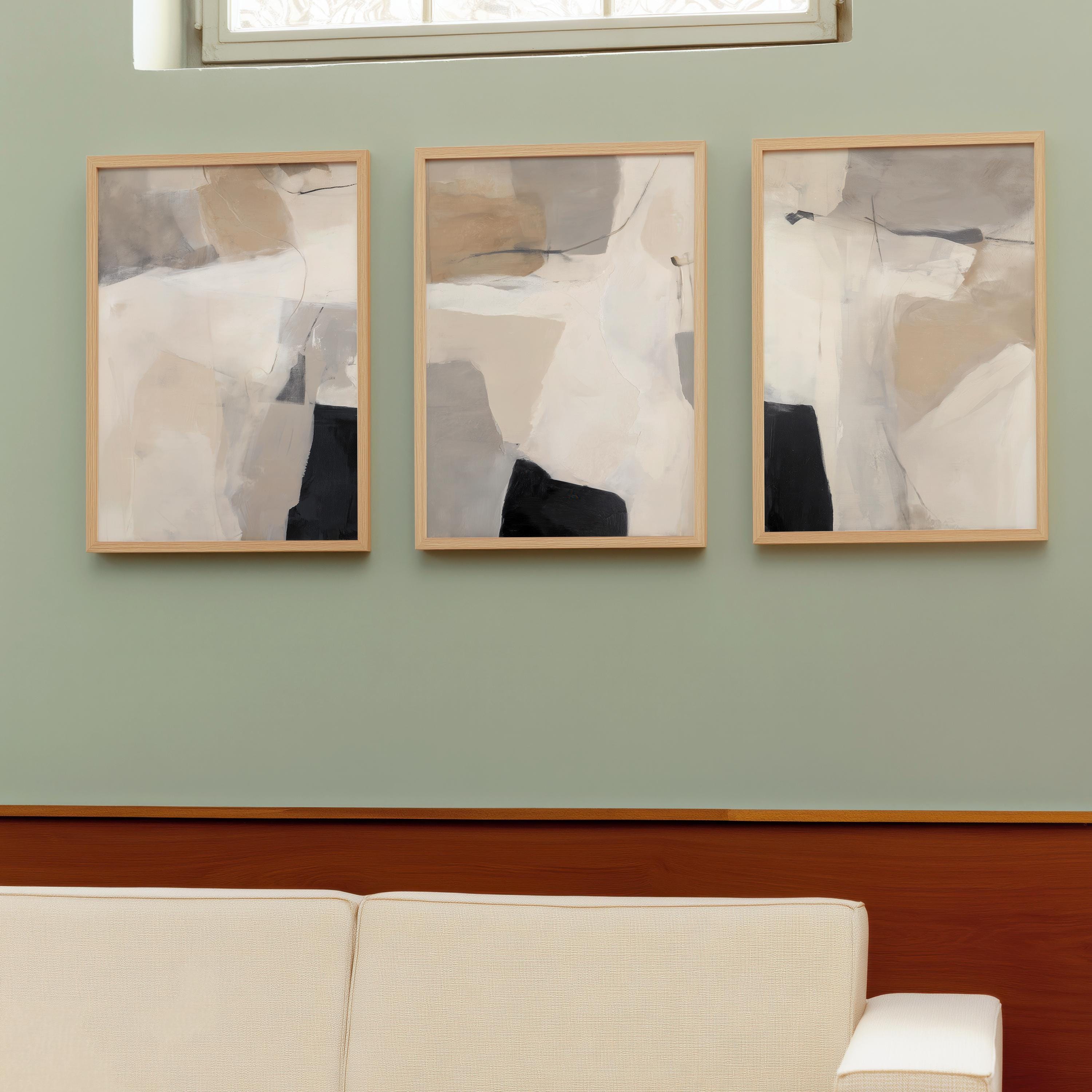 Neutral Beige Abstract Printable Wall Art - Modern Minimalist Set of 3 ...