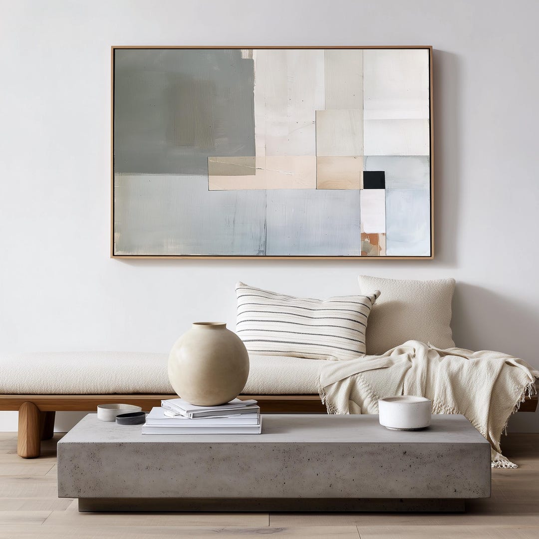 Neutral Abstract Geometric Printable Wall Art - Minimalist Modern Beige ...