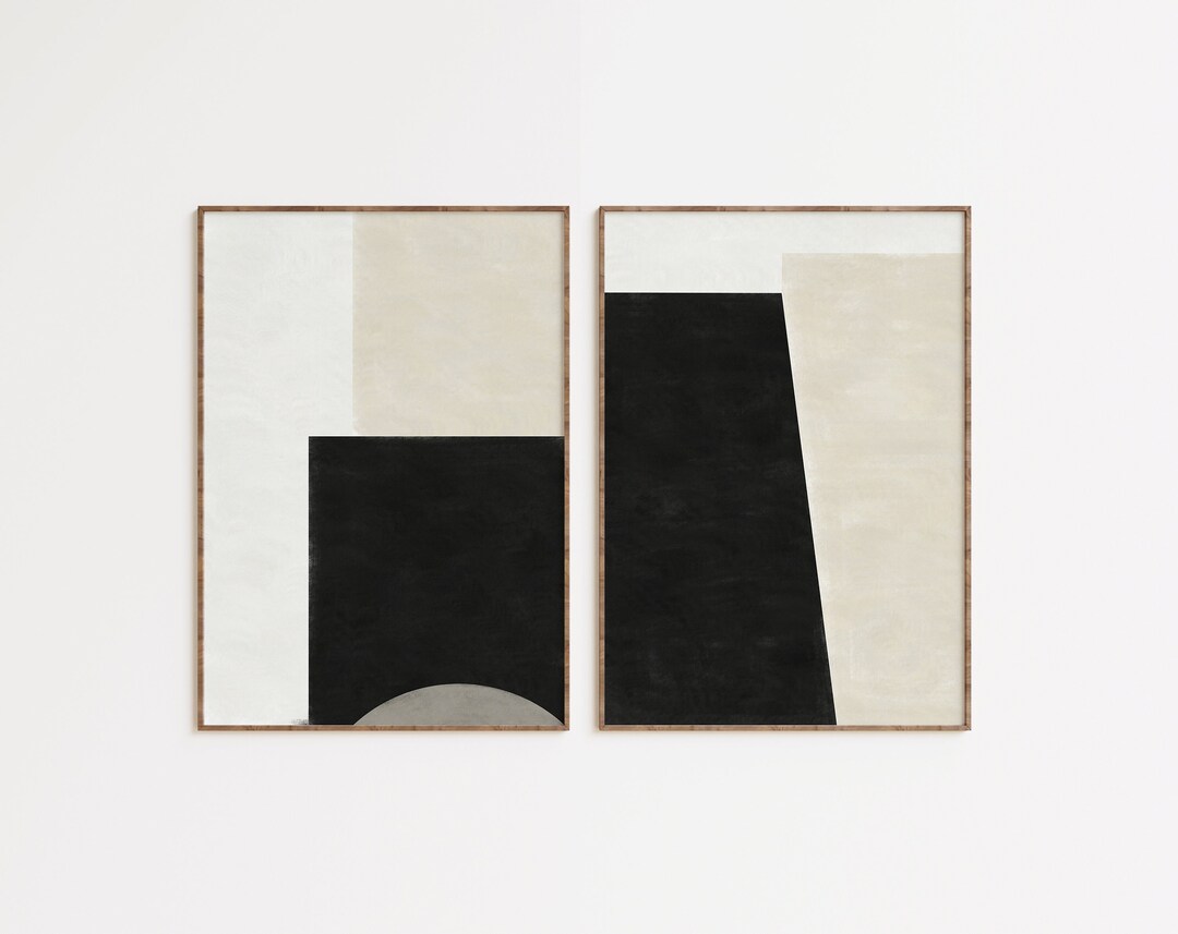 Set of 2 Abstract Geometric Art Prints Modern Wall Art Minimalist Home ...