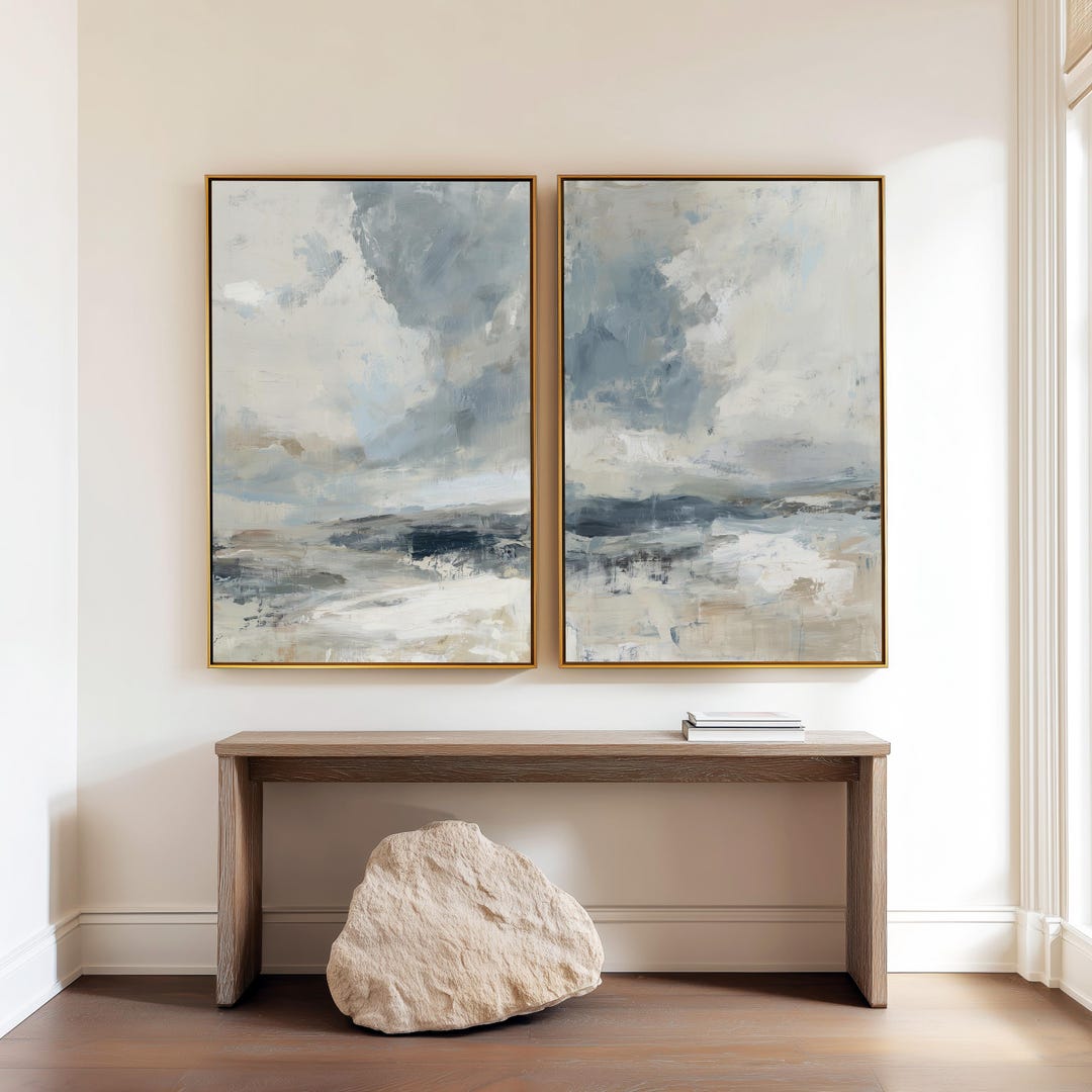 Abstract Landscape Printable Wall Art - Modern Neutral Set of 2 Prints ...