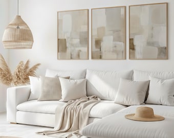 Neutral Abstract Printable Wall Art - Set of 3 Beige Art Prints - Modern Minimalist Home Decor - 139