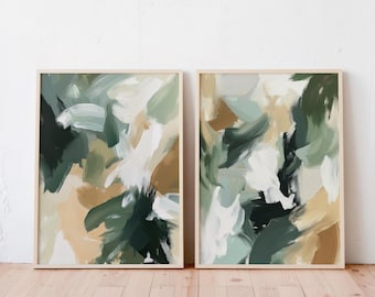 Sage Green Modern Abstract Printable Wall Art Set - Minimalist Neutral Art Print - Contemporary Scandinavian Home Decor - 017