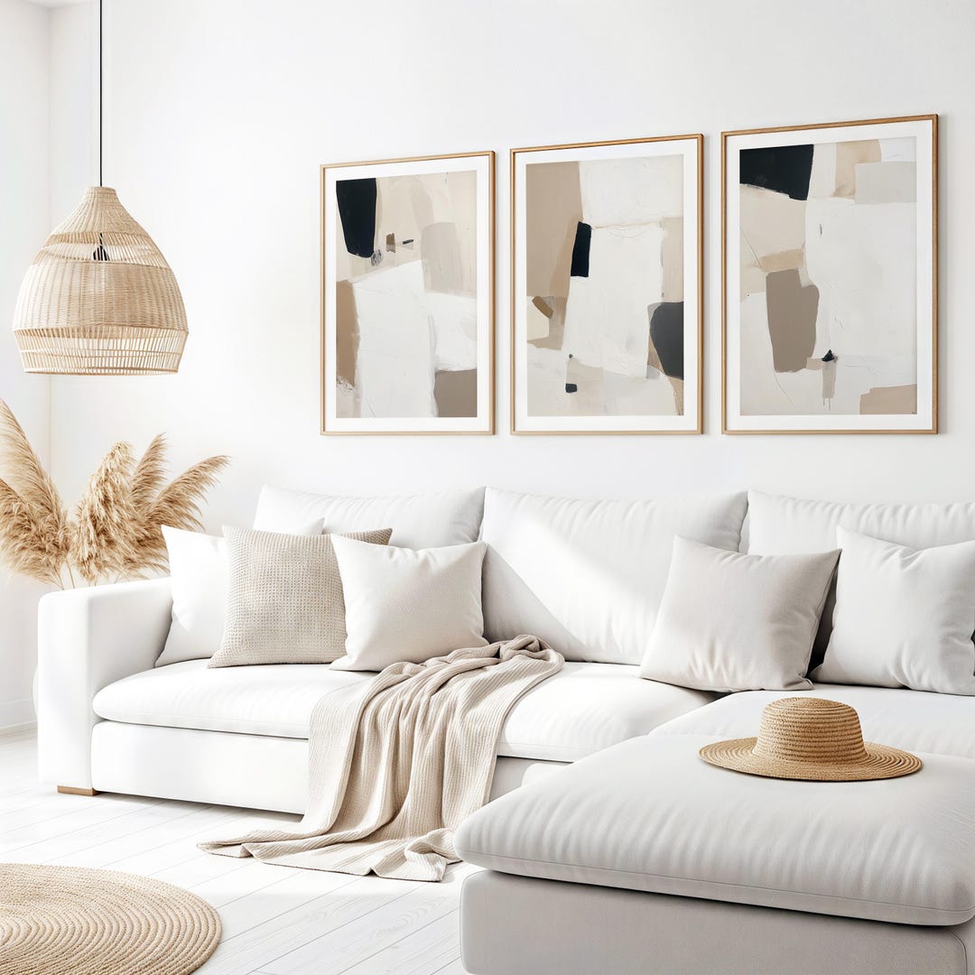 Neutral Beige Set of 3 Prints - Modern Abstract Printable Wall Art ...