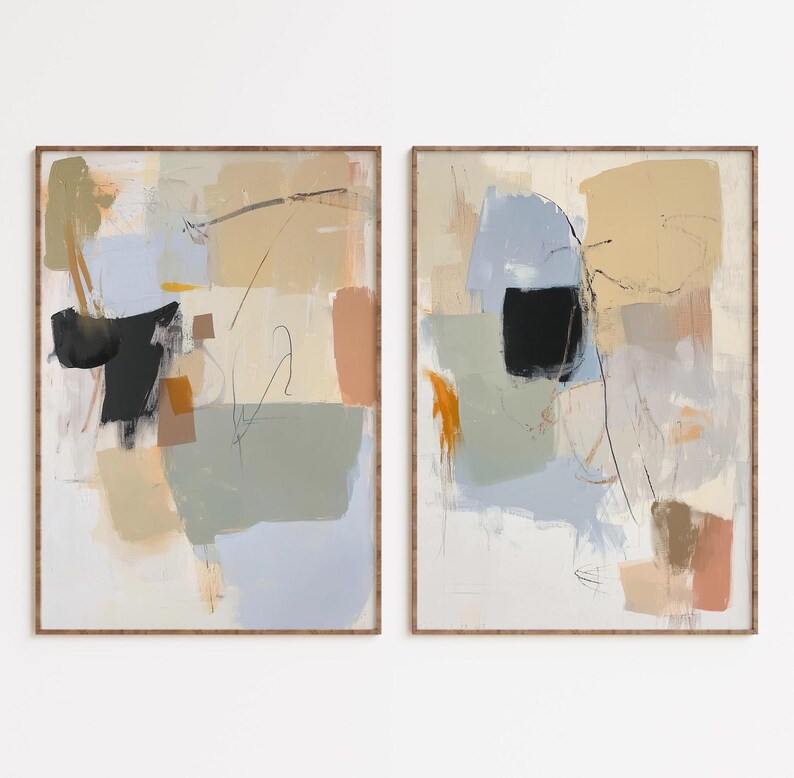 Modern Abstract Printable Wall Art - Neutral Set of 2 Prints ...