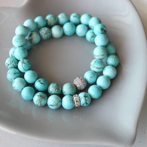 Genuine Turquoise gemstone beaded Bracelet 8mm - Bohemian Turquoise Bracelet for Women - a gift for her -