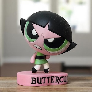 Wackelkopf-Figur im Vintage-Stil „Buttercup“ – Powerpuff Girls | Cartoon Network-Erinnerungsstücke |  Nostalgisches Spielzeug