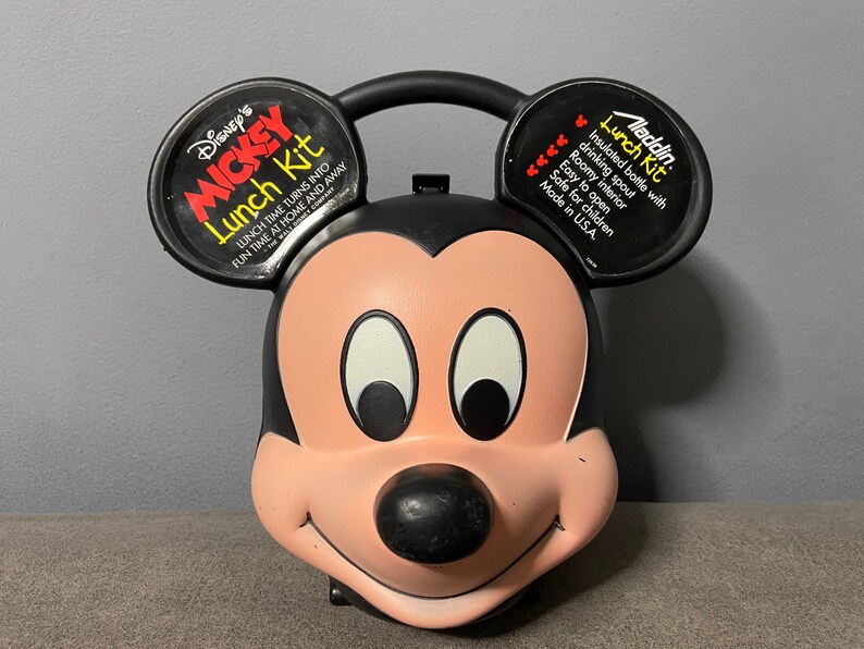 Vintage Disney Mickey Mouse Head Lunch Box Kit With Original Etsy