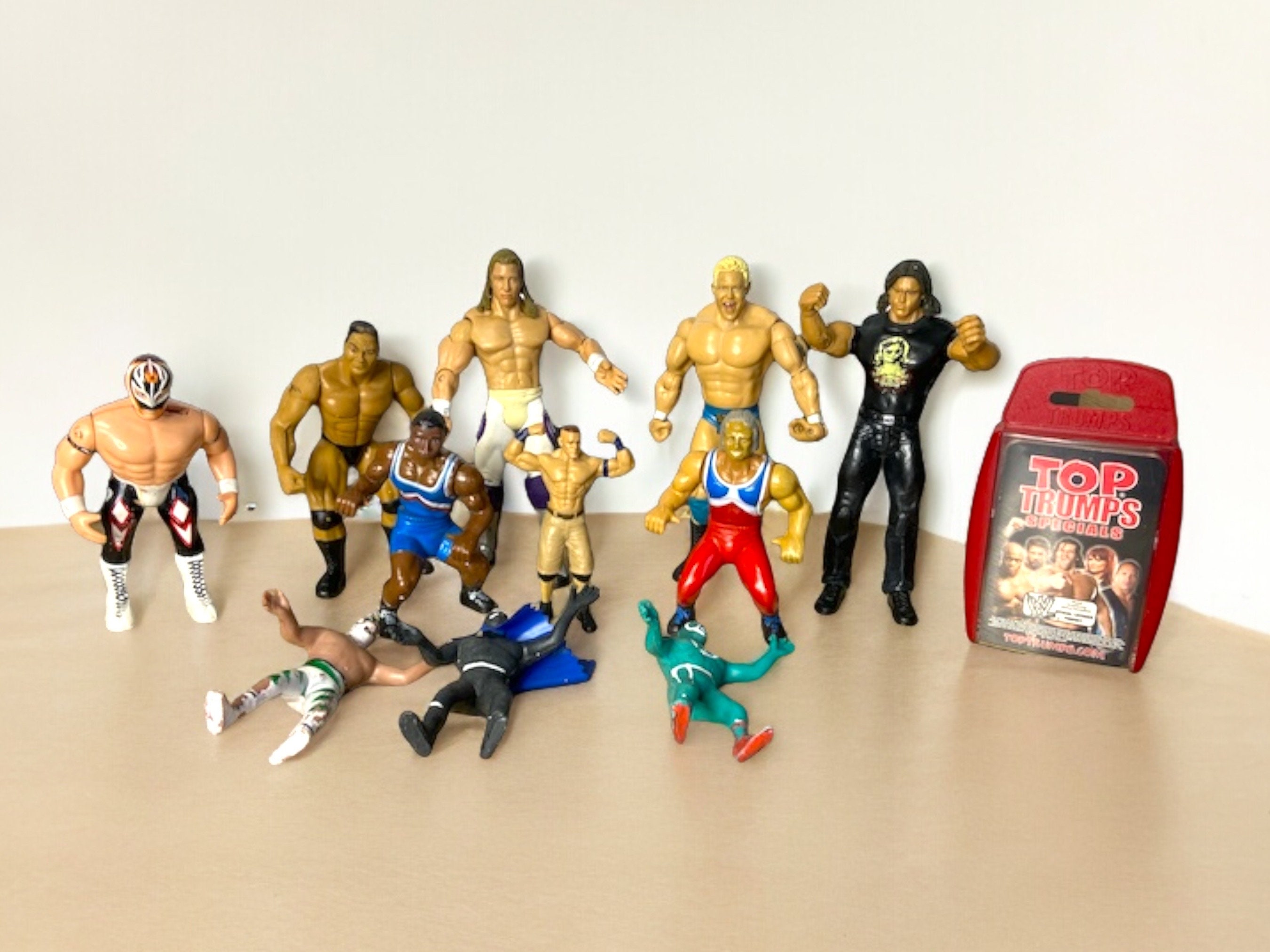 Lot of 12 Wrestling Figures WWE WWF WCW Jakks Titan Tron Live Wrestling Action Figures 1980 2004 s Top Trumps Wwf Wrestling Cards Wwe Lot Etsy UK
