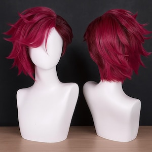 Arcane Vi Cosplay Wig | League of Legends Deep Rose Short Anime Wig Vi Costume & Convention | Heat Resistant Adjustable Pink Prop Halloween