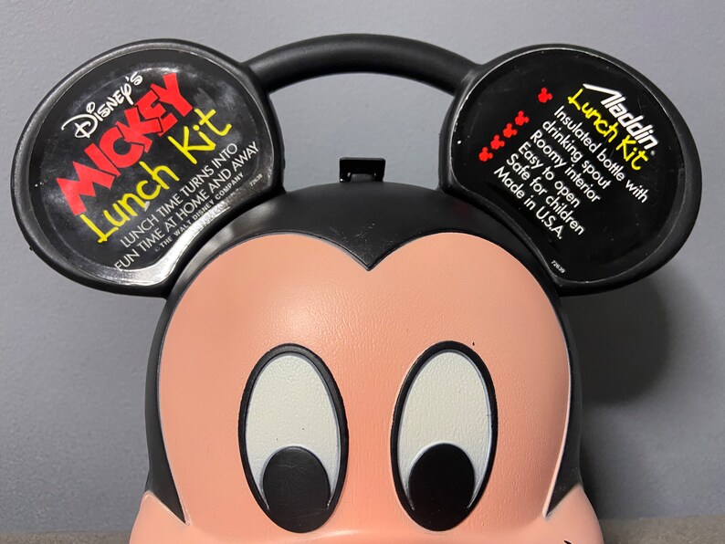 Vintage Disney Mickey Mouse Head Lunch Box Kit With Original Etsy