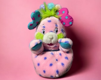 Popples Polka Dottie 12" Plush Doll Ball Stuffed Animal - Pink Purple Dots popples toy / popples plush / pink popple