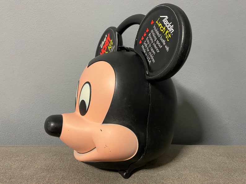 Vintage Disney Mickey Mouse Head Lunch Box Kit With Original Etsy
